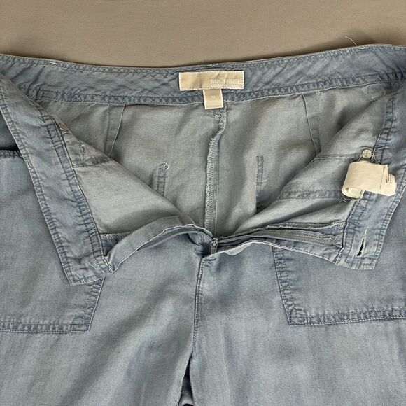 MICHAEL Michael Kors Wide-Leg Chambray Pants Women's M Cadet Wash Denim Pastel - Picture 6 of 16